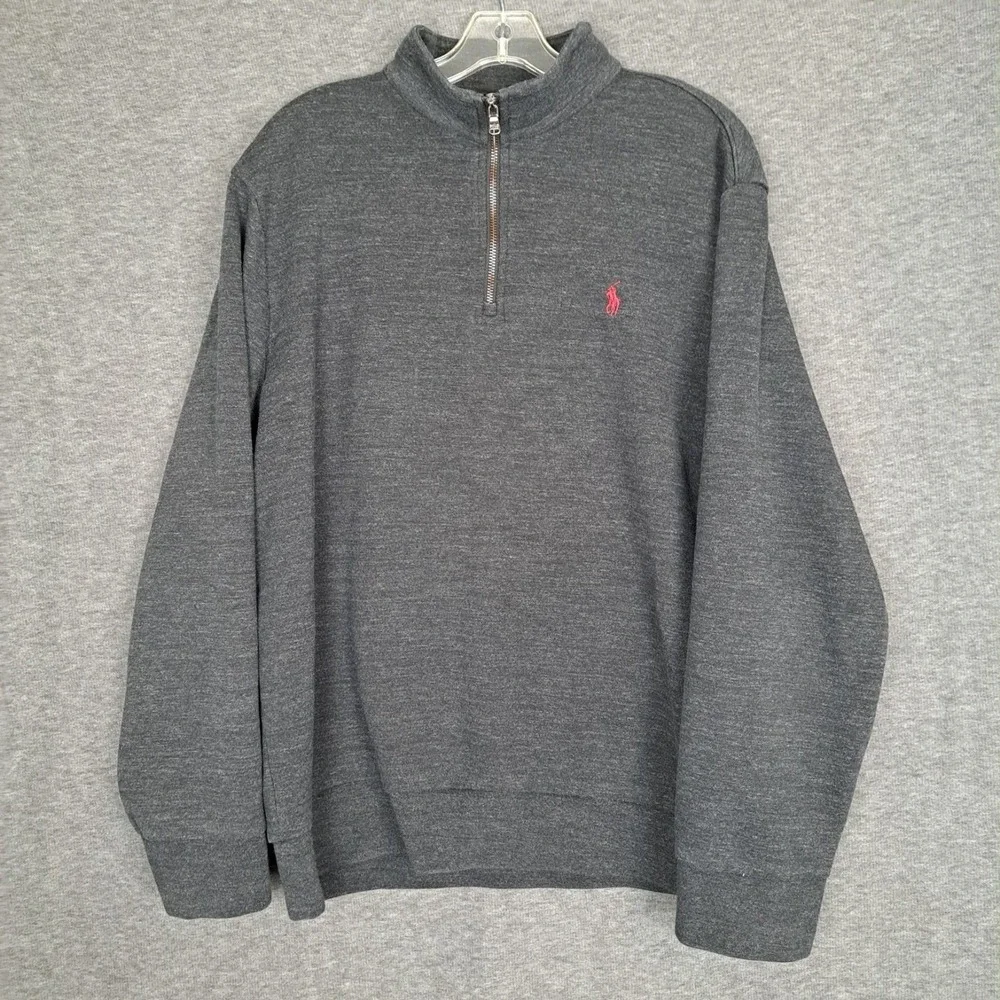 Polo Ralph Lauren Sweater XL Mens Gray 1/4 Zip Pullover Preppy 51